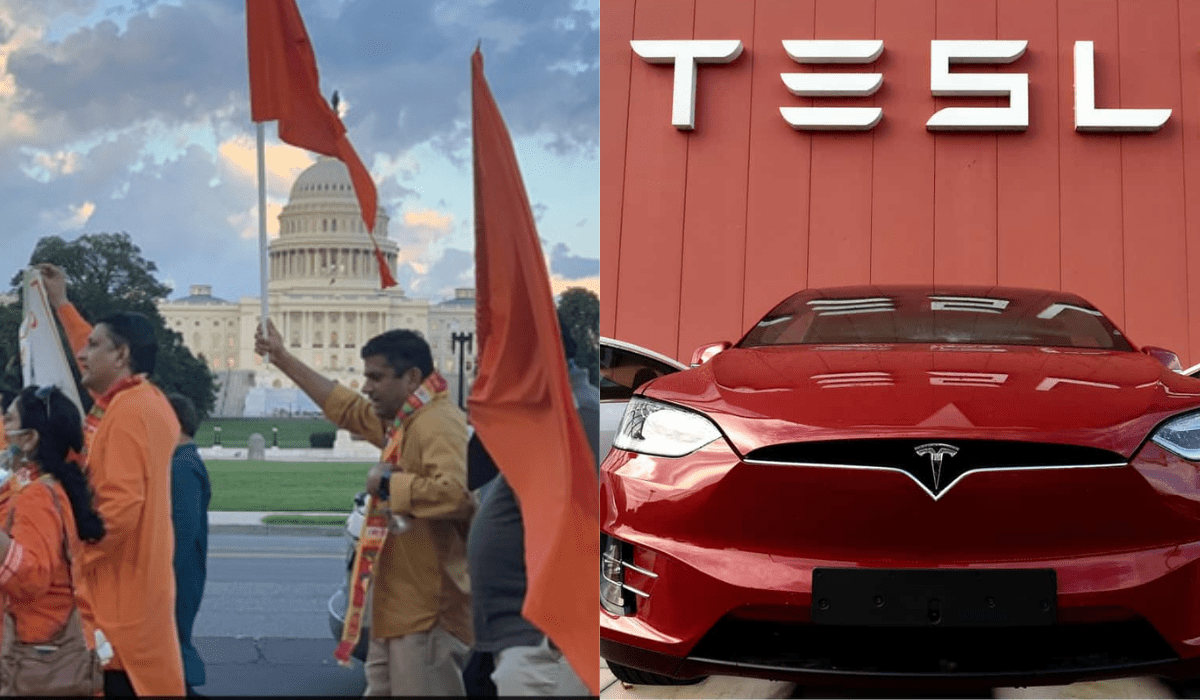 At the opening of the Ram Temple, more than a thousand US Tesla owners staged a large march with banners and flags.